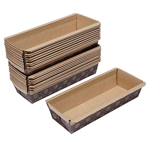 Esslly Disposable Corrugated Bar Cake Mould Trays, 22x8x4.5 cm, Elegant Brown Floret Design, Quality Corrugated Paper, Pack of 20 – Perfect for Baking & Gifting! - Image 1