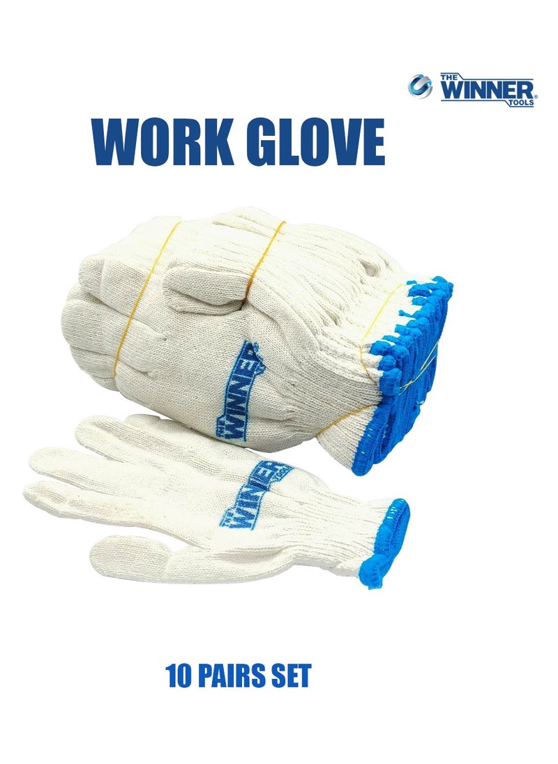 Winner Work Glove Set 10Pcs Cotton Poly Gloves Cloth Gloves Cotton 40% Polyester 60% WINNER  - Image 1