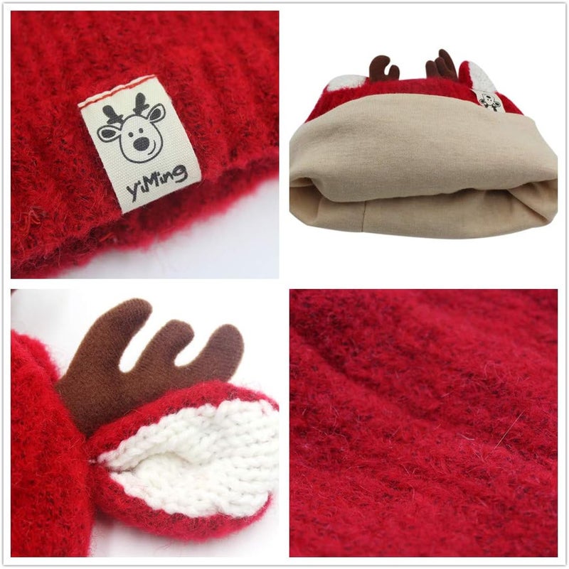 leomoste Baby Beanie Hat Cute Antlers Reindeer Crochet Knitted Hat Winter Warm Cap for Toddler Boys Girls - Image 3