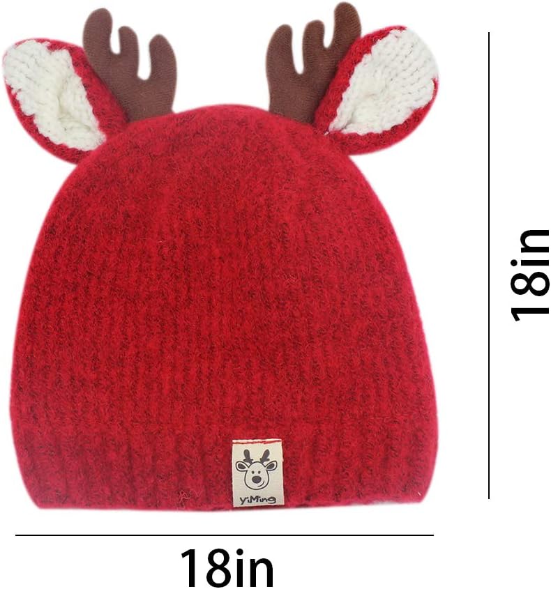 leomoste Baby Beanie Hat Cute Antlers Reindeer Crochet Knitted Hat Winter Warm Cap for Toddler Boys Girls - Image 5