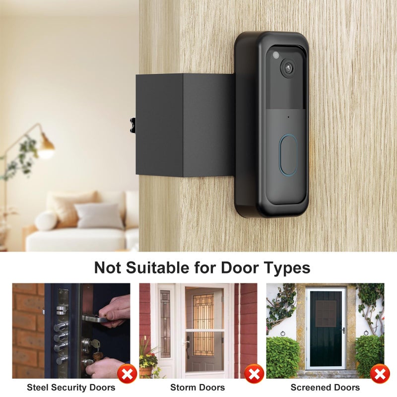 SENLEG Blink Doorbell Mount, Anti-Theft Video Doorbell Door Mount Bracket No Drilling, Not Block Doorbell Motion Sensor, Easy to Install, Fit for Blink Doorbell Camera (Black) - Image 4