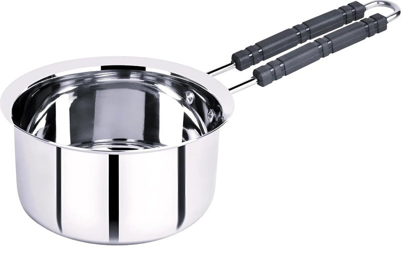 RJ kitchenware Store RJ kKitchenware Store Stainless Steel Sauce Pan with Induction Compatible & Gas Stove Friendly Heavy Guage Base Tea Pot, Tapeli, Patila & Milk Boiler with Heat-Resistant Bacelite Wire Handle (500 ML) - Image 1