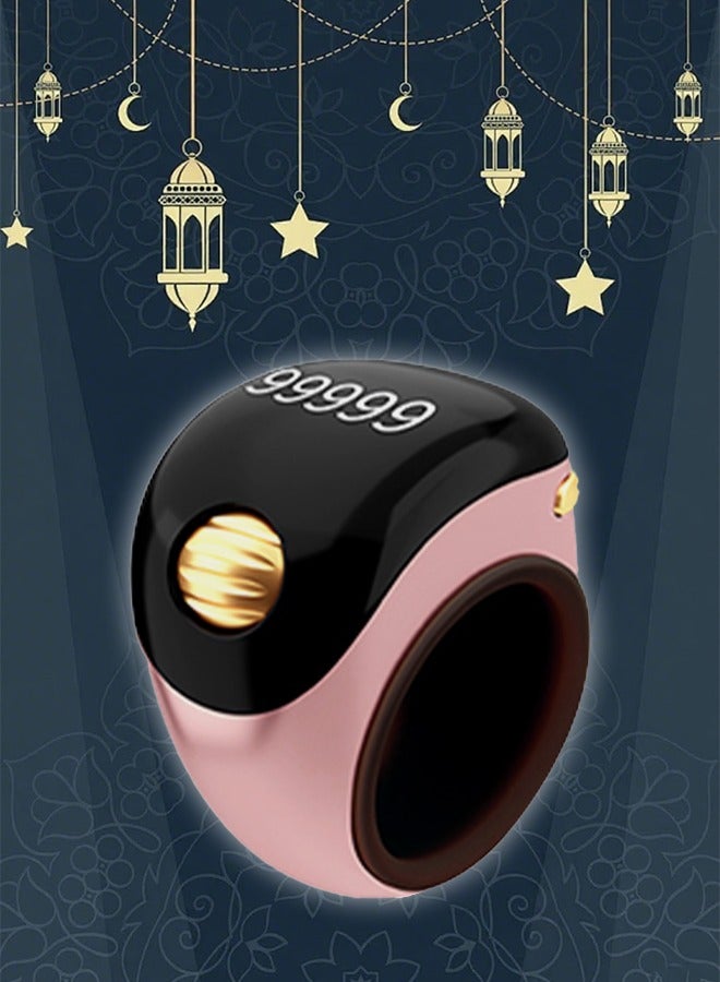 Smart Zikr Ring Tasbeeh Counter | OLED Waterproof Display + Vibration Reminder + 99,999 Scroll Count Pink - Image 1