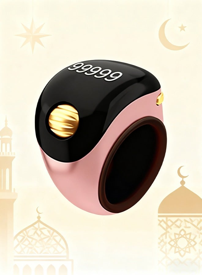 Smart Zikr Ring Tasbeeh Counter | OLED Waterproof Display + Vibration Reminder + 99,999 Scroll Count Pink - Image 1