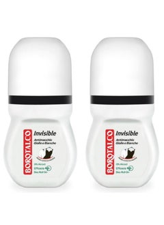 Borotalco :"Invisible" Anti-Stain Deodorant 1.69 Fluid Ounces (50ml) Deo Roll On (Pack of 2) [ Italian Import ]  - Image 1