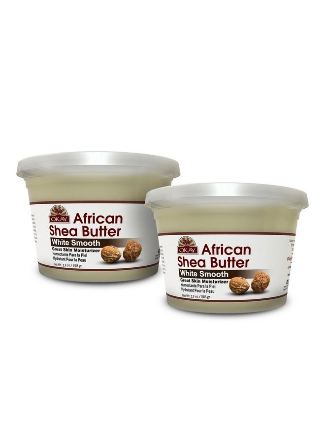 OKAY Okay White Shea Butter for Hair and Skin - Raw African Shea Butter for Women and Men, Daily Moisturizer for Face and Body, Helps with Stretch Marks, Soothes Dryness - 13 Oz Jar (Pack of 2) 