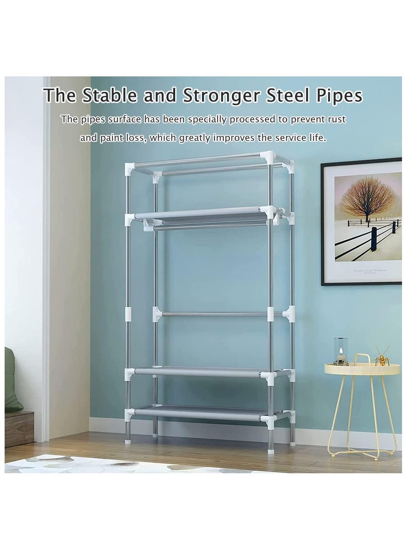 DURKU Portable Wardrobe, Large Closet Organizer with 3 Drawer Boxes, Clothes Storage Cabinet for Bedroom, Living Room (Brown) - Image 4