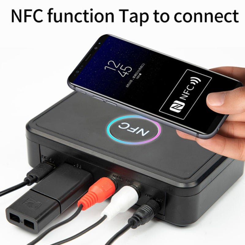 NFC Bluetooth 5.0 Receiver Wireless Audio Receiver Adapter with Microphone RCA AUX Out U Disk Music Playback for Headphones Speaker Home Audio System - Image 4