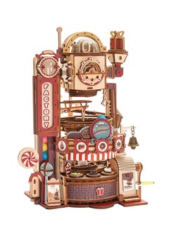 Robotime ROKR Chocolate Factory Marble Run 3D Wooden Puzzle LGA02, Assembly Brain Teaser 3D Wooden Puzzle DIY Build Model Crafts Kits, Unique Gifts and Home Decor for Teens or Adults  - Image 1