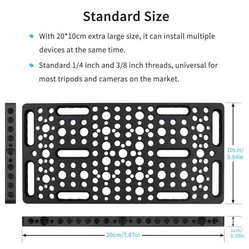 INNOREL CP10 Multi-Functional Cheese Plate with 1/4" & 3/8" Threads, Switching Mounting Plate with Built-in ARRI Locating Holes for Camera and Tripod - Image 2