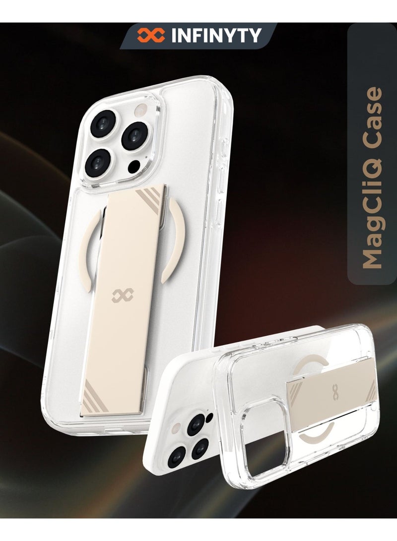 INFINYTY iPhone 16 Pro Max Transparent Case with Titanium Color Grip– GripX, Premium Duo-Material Build, MagSafe Compatible, Soft Flexi Grip, Mil. Grade Drop-Tested, Raised Edges for Screen & Camera Protection - Image 1