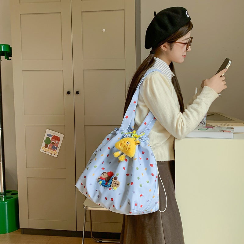 Korean Cute Puppy Girl Armpit Bag High-Looking Polka Dot Shoulder Bag Versatile Commuter Tote Bag - Image 2