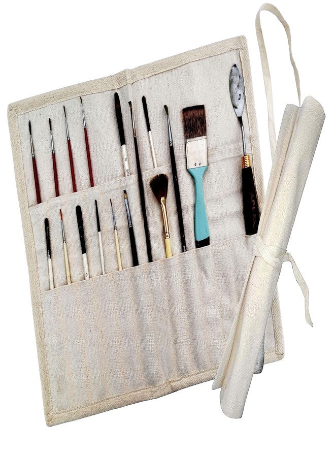 Brush Roll up case | Canvas Painting Brush Holder Bag | 26 Slots | 16 in � 14 in | Paint Brushes not Included