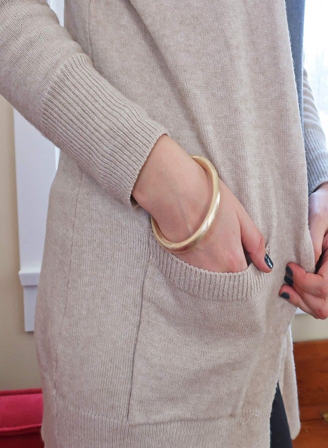 Sheila Fajl Everybody's Favorite Thick Tubular Brush Bangle in 18k Champagne Plated Brass - Image 3