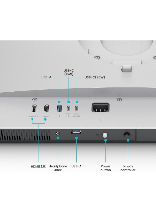 بين كيو شاشة 27 بوصة 4K (3840x2160) لجهاز MacBook® Pro/Air، مزدوجة USB-C، 90 واط توصيل الطاقة، مطابقة ألوان Mac، مركز USB، تحكم في السطوع والصوت على Mac، قاعدة قابلة للتعديل في الارتفاع والإمالة، نطاق ألوان P3 -MA270U - Image 3
