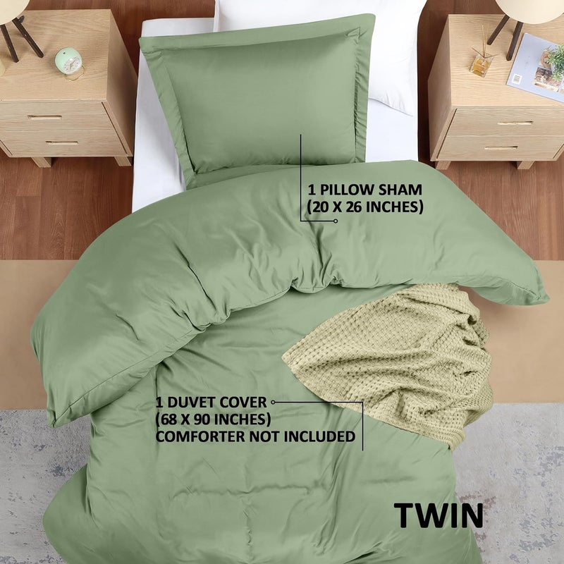 طقم غطاء لحاف من Utopia Bedding مقاس توأم - 1 غطاء لحاف مع 1 غطاء وسادة - 2 قطعة غطاء لحاف بإغلاق بسحاب - مايكروفايبر ممشط فائق النعومة، 68 × 90 بوصة (توأم/توأم إكس إل، حكيم) - Image 2