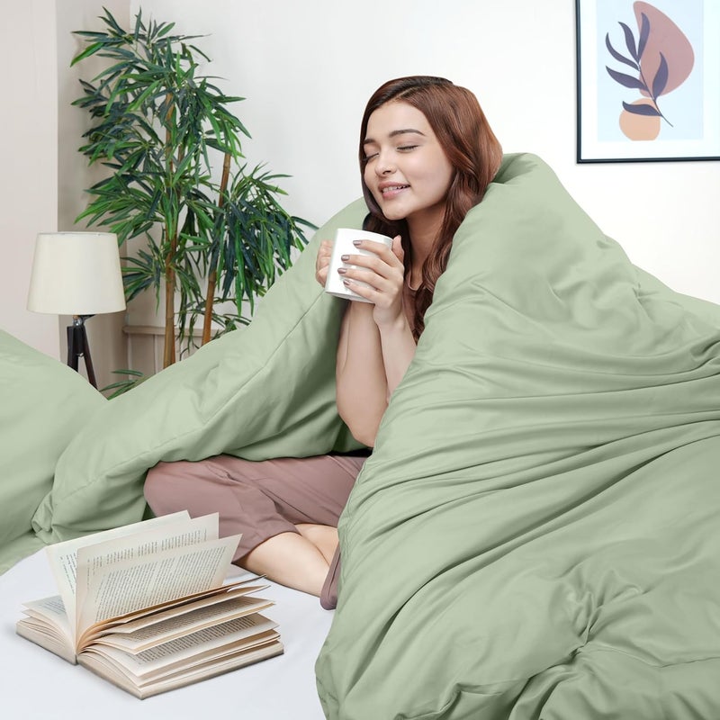 طقم غطاء لحاف من Utopia Bedding مقاس توأم - 1 غطاء لحاف مع 1 غطاء وسادة - 2 قطعة غطاء لحاف بإغلاق بسحاب - مايكروفايبر ممشط فائق النعومة، 68 × 90 بوصة (توأم/توأم إكس إل، حكيم) - Image 3