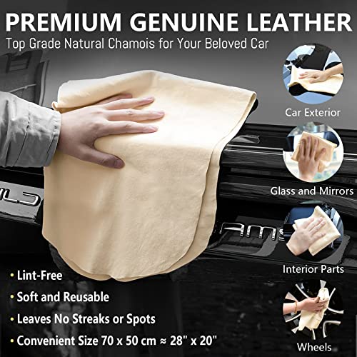 Airlab Chamois Cloth for Car 20'' x 27.6'' (3.7 sq ft) Shammy Towel Car Wash Drying Towel Absorbent Real Leather Lint Free Streak Free Cleaning Cloth - Image 2