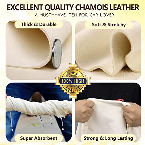 Airlab Chamois Cloth for Car 20'' x 27.6'' (3.7 sq ft) Shammy Towel Car Wash Drying Towel Absorbent Real Leather Lint Free Streak Free Cleaning Cloth - Image 5