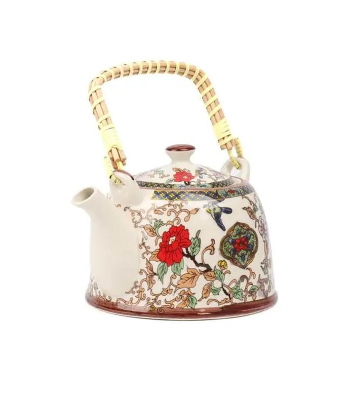 RAAHA Ceramic Kettle Nature Forest 1000 ml Tea Coffee Pot Steel Strainer Included - Image 3