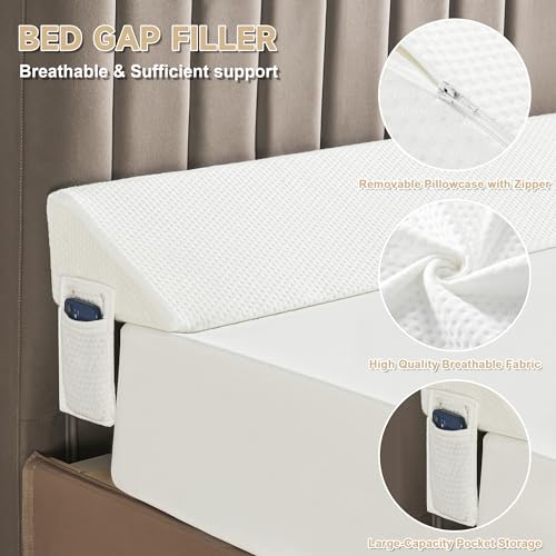 IFNOW King Size(76"x6"x10") Bed Wedge Pillow for Headboard, Mattress Gap Filler(0-8"), Bed Wedge for Gap Between Your Headboard and Mattress White - Image 3