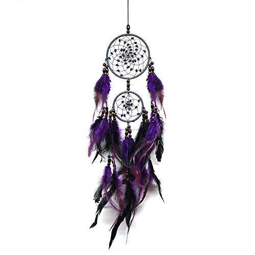 Tellpet Dream Catchers Purple Handmade Feather Dreamcatcher - Image 1