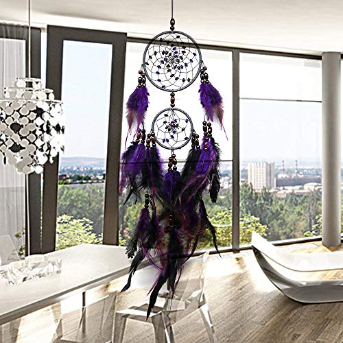 Tellpet Dream Catchers Purple Handmade Feather Dreamcatcher - Image 4