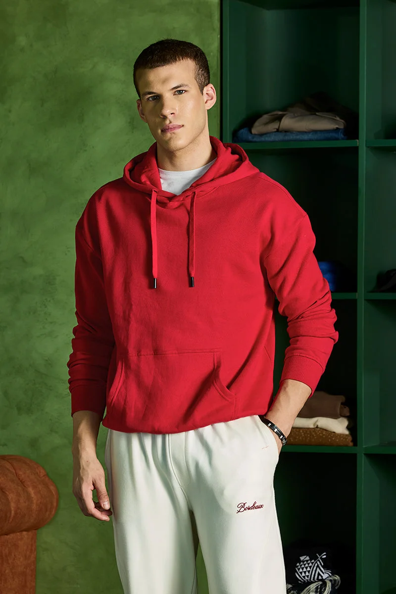 سنيتش هودي مريح باللون الأحمر