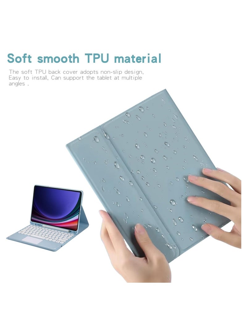 Keyboard Case for Galaxy Tab S10 FE Plus 13.1-inch 2025 (SM-X620/X620B), Removable Touchpad Keyboard with Pen Holder and Bluetooth Mouse Retro Round Keys Lovely