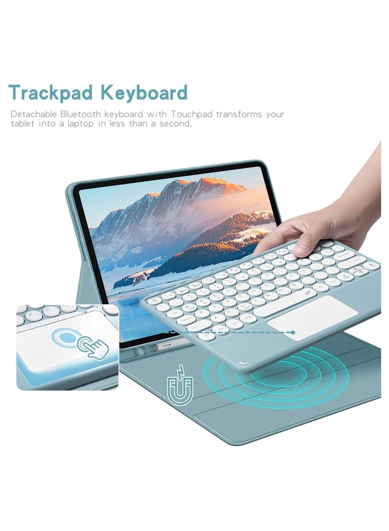 Keyboard Case for Galaxy Tab S10 FE Plus 13.1-inch 2025 (SM-X620/X620B), Removable Touchpad Keyboard with Pen Holder and Bluetooth Mouse Retro Round Keys Lovely