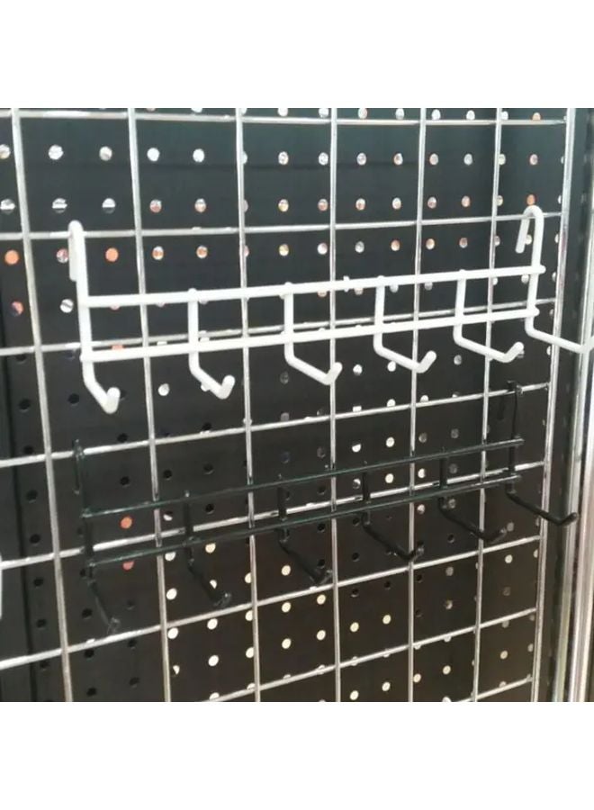 رفف تخزين معدني أسود مثبت على الحائط مع 6 خطاطيف - منظم للمطبخ يوفر مساحة - Image 3