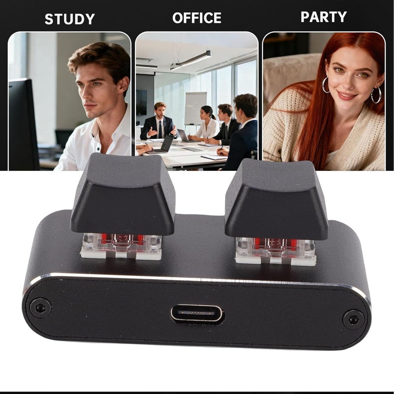 2 Key Gaming Keyboard, USB Mini Mechanical Keyboard, Programmable Macro, Red Switch, Aluminium Alloy - Image 2