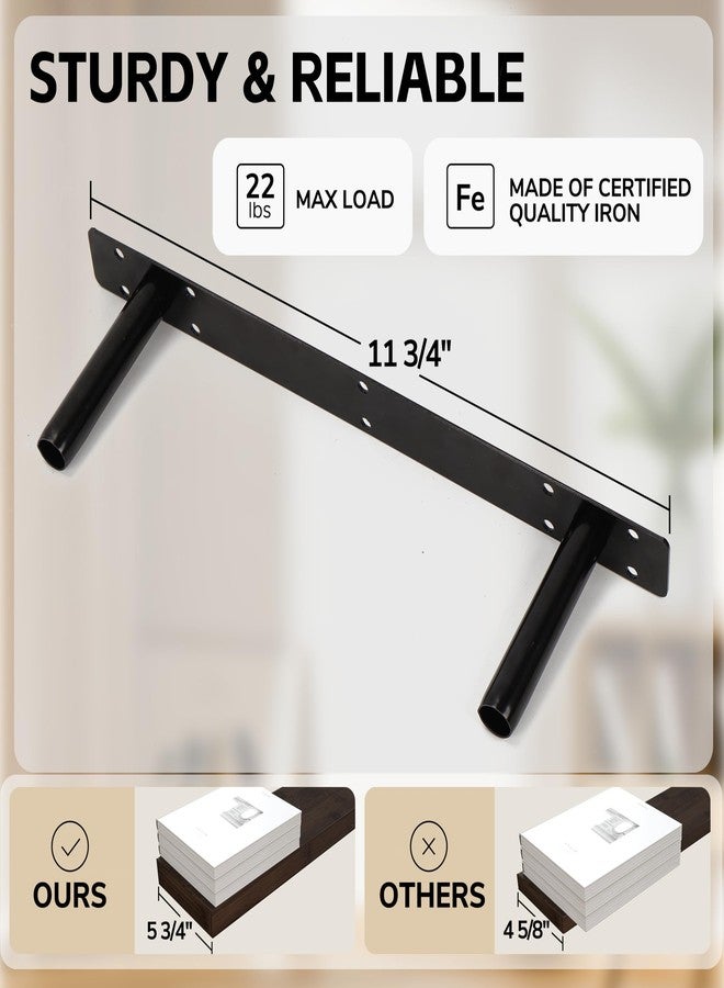 BAMEOS Solid Bamboo Floating Shelves, Set of 2 with Invisible Brackets, Natural Wood Grain Decor for Living Room, Bedroom, Kitchen, Bathroom & Office Storage - Image 3