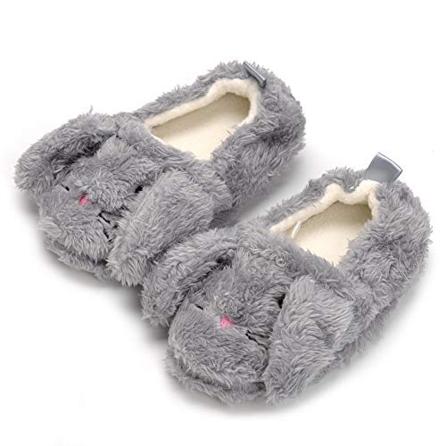 Csfry Baby Girl's Premium Soft Plush Slippers Cartoon Warm Winter House Shoes Gray US9-10 - Image 4