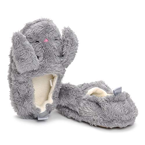 Csfry Baby Girl's Premium Soft Plush Slippers Cartoon Warm Winter House Shoes Gray US9-10 - Image 5