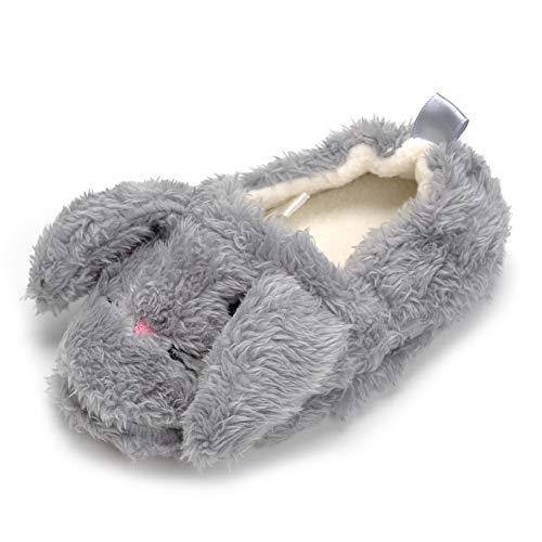 Csfry Baby Girl's Premium Soft Plush Slippers Cartoon Warm Winter House Shoes Gray US9-10 - Image 1
