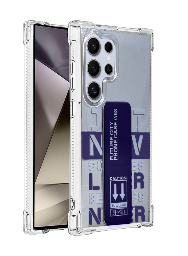 Techie غطاء هاتف شفاف لمدينة المستقبل مع مقبض يد مغناطيسي آمن لجهاز سامسونج جالاكسي S24 ألترا 2024 - أزرق بحري شفاف - Image 1