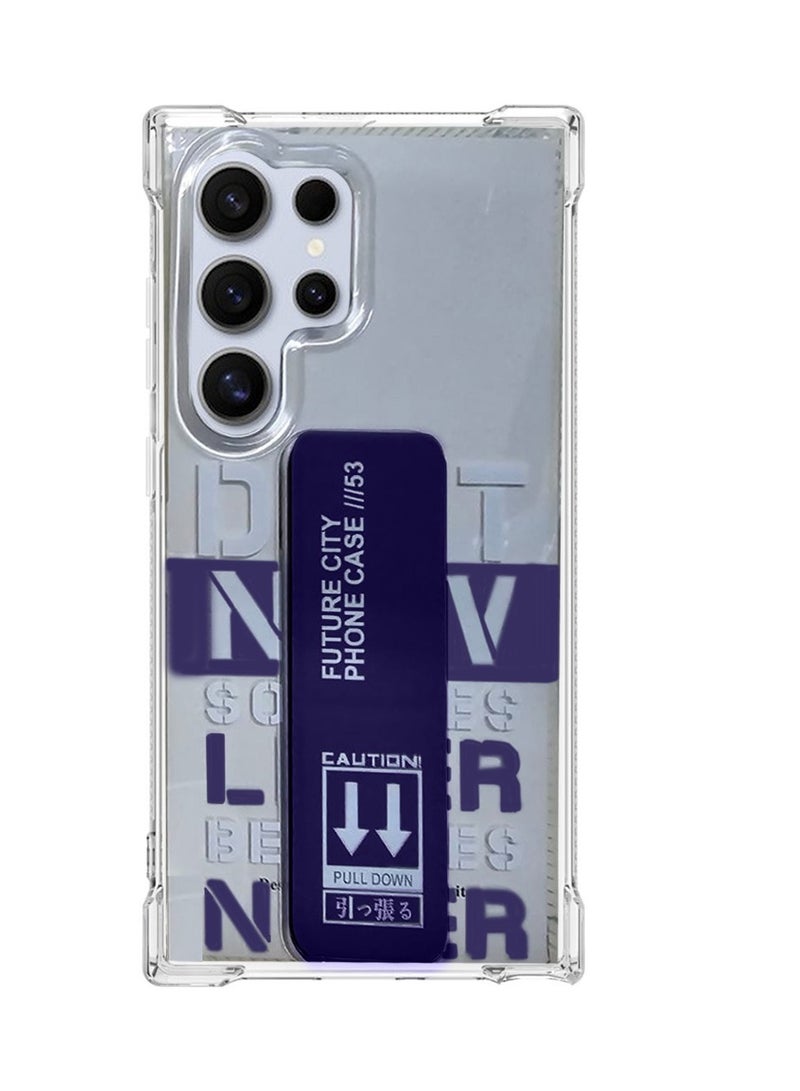 Techie غطاء هاتف شفاف لمدينة المستقبل مع مقبض يد مغناطيسي آمن لجهاز سامسونج جالاكسي S24 ألترا 2024 - أزرق بحري شفاف - Image 2