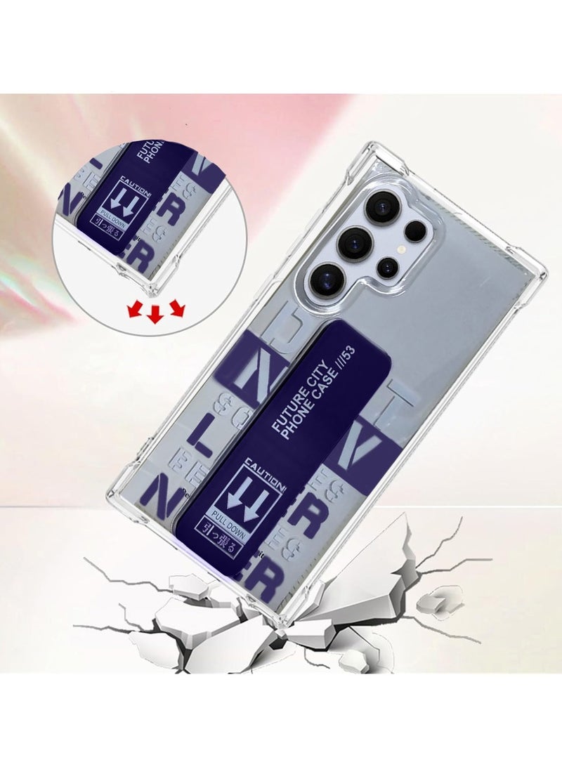 Techie غطاء هاتف شفاف لمدينة المستقبل مع مقبض يد مغناطيسي آمن لجهاز سامسونج جالاكسي S24 ألترا 2024 - أزرق بحري شفاف - Image 5