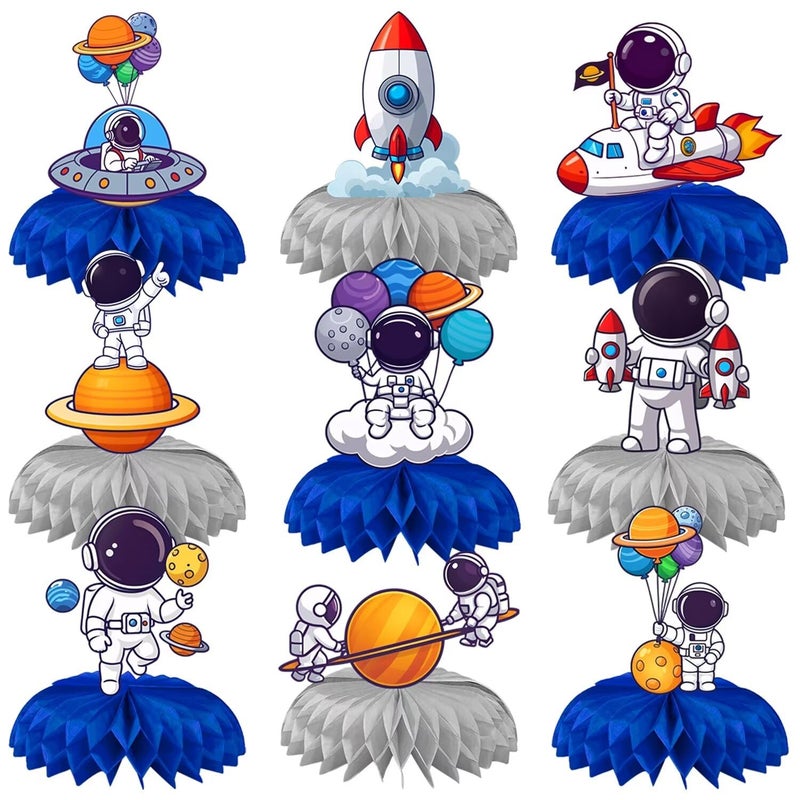 BQC 9 Pcs Space Birthday Decorations Space Centerpieces for Tables Space Themed Party Decorations Space Party Favors - Image 3