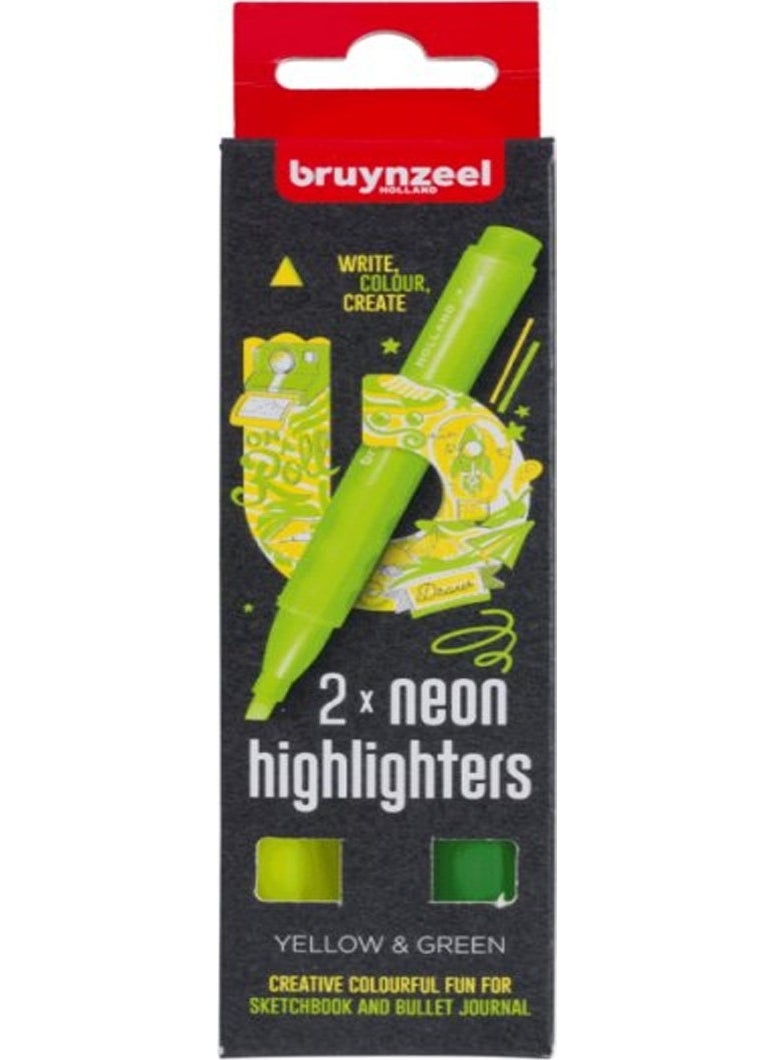 Bruynzeel - Highlighter Pencil Neon Green-Yellow 2-pack - Image 1