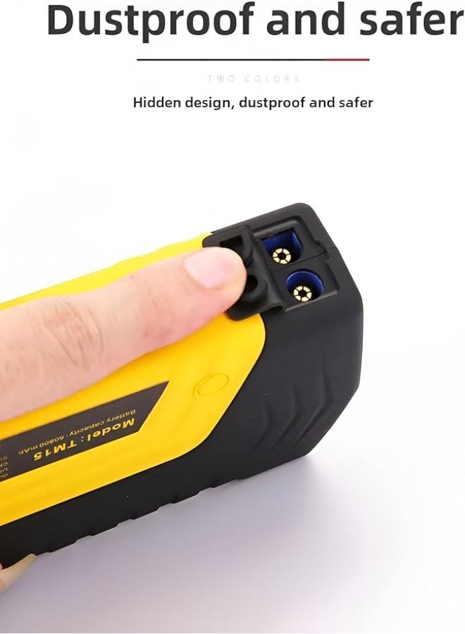 Portable Car Jump Starter with High-Capacity Power Bank, Dual USB Charging, LED Emergency Light, Window Breaker and Carrying Case - Image 2