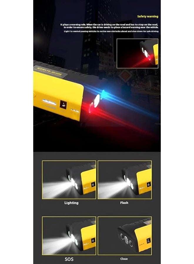 Portable Car Jump Starter with High-Capacity Power Bank, Dual USB Charging, LED Emergency Light, Window Breaker and Carrying Case - Image 1