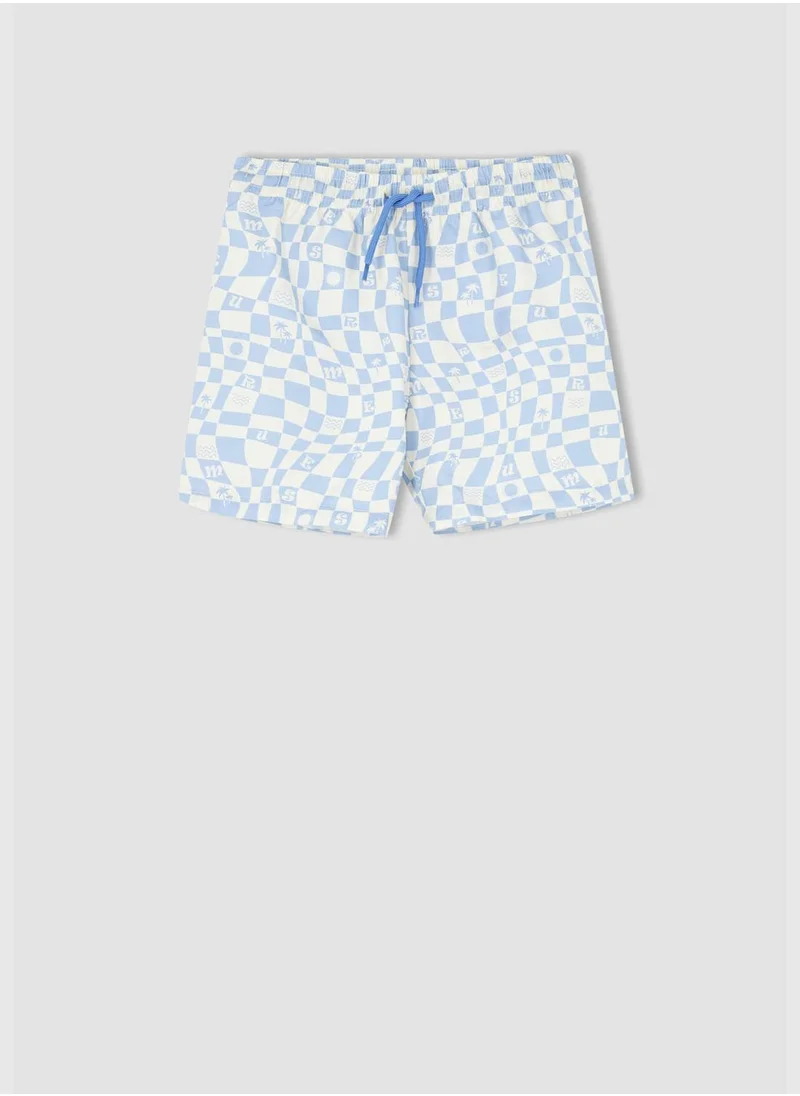 ديفاكتو Tie Waist Check Print Swimming Shorts