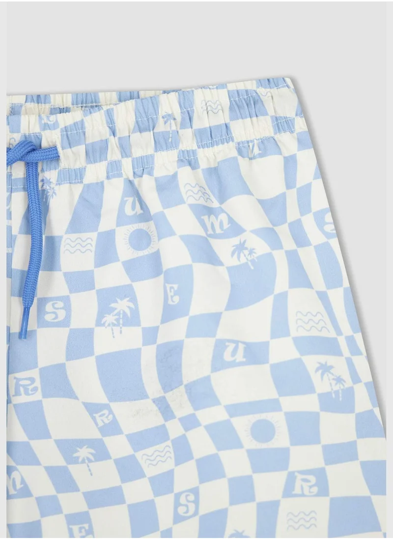 ديفاكتو Tie Waist Check Print Swimming Shorts