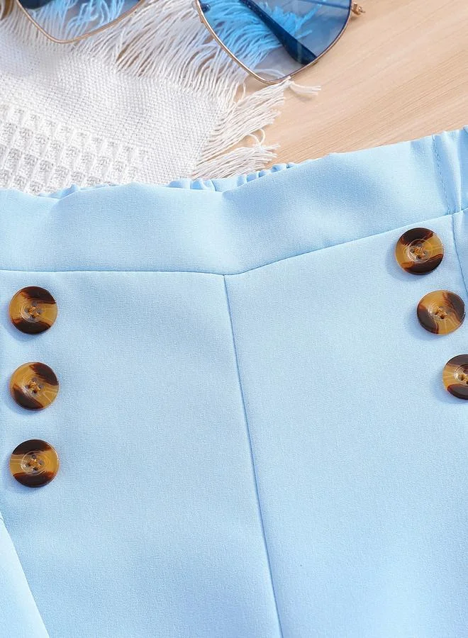 Take Two Take Two Solid Button Up Vest and Wide Leg Pants Set