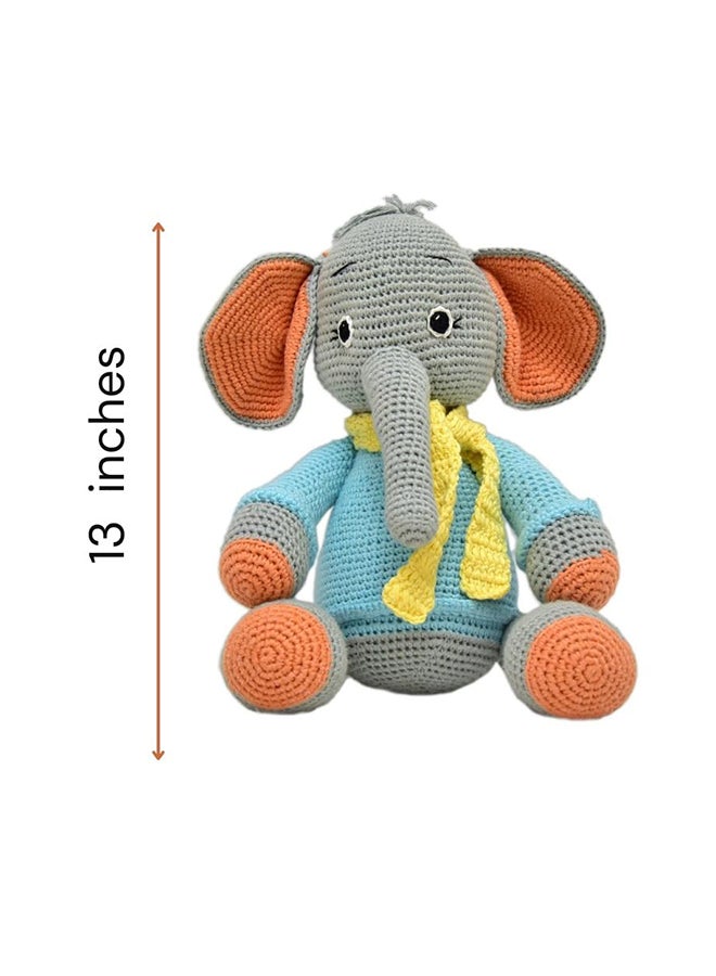 Happy Threads Handmade Crocheted Dusty the Elephant (13 inch) – Multicolor | Crochet Toys | Child Safe | for Babies 6 Months & Above | Dolls for Boys/Girls| For Birthday Gift | Decorative Items for Room - Image 2