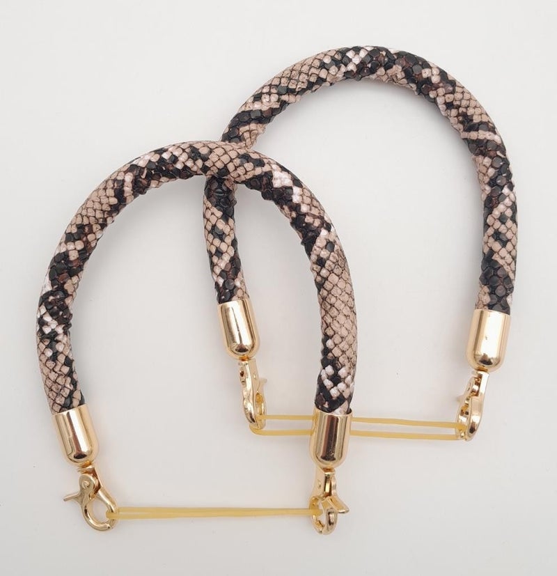 Angel Çanta Aksesuar Angel Bag Accessory Double Short Cord Bag Handle Snake Skin Pattern Light Gold Metal - Image 1