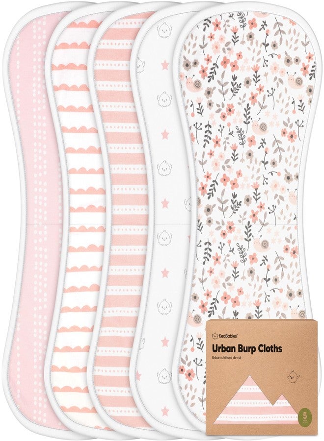 KeaBabies Organic Burp Cloths Baby Boy & Girl - 5-Pack Super Absorbent Cotton Burping Cloths for Babies, Soft & Plush Newborn Spit Up Rags, Infant Towels for Milk Spit Up, Unisex, Large 21" x 10" (Sweet Charm) - Image 1