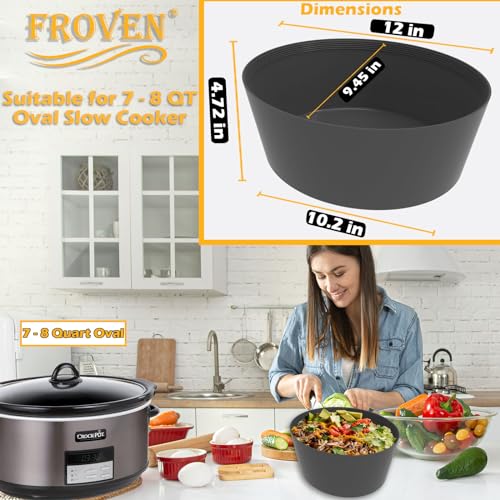 FROVEN 78 Quart Slow Cooker Liners Reusable Thick and Sturdy Compatible with Most 78 QT Silicone Crockpot Liner Inserts Leakproof Dishwasher Safe Crock Pot Liner Divider Accessories Verify Size First - Image 3